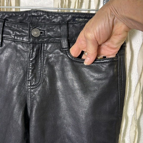 AllSaints Black Leather Cropped Pants Size 25 - Picture 3 of 11